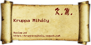 Kruppa Mihály névjegykártya